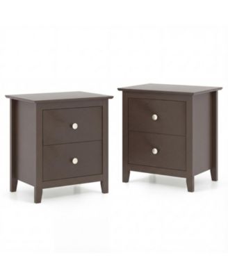Set of 2 Modern Nightstands with 2 Drawers for Small Spaces