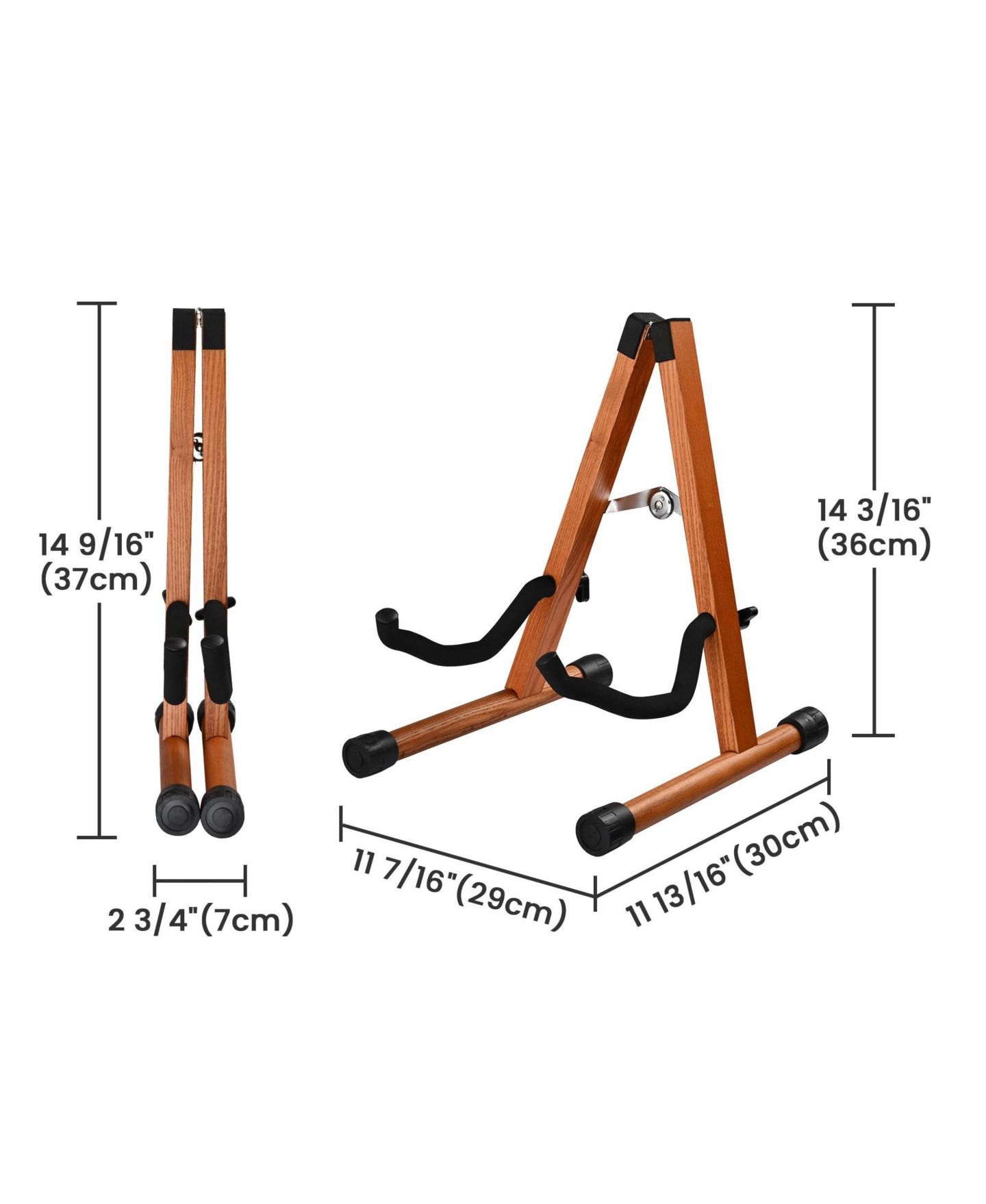 Детские фигурки Yescom Wooden Folding Guitar Stand with Foam Arms fits for Acoustic Guitars, Ukuleles, Violins A-frame Floor Instrument Display Recording Studios, цвет: Коричневый — фото 6
