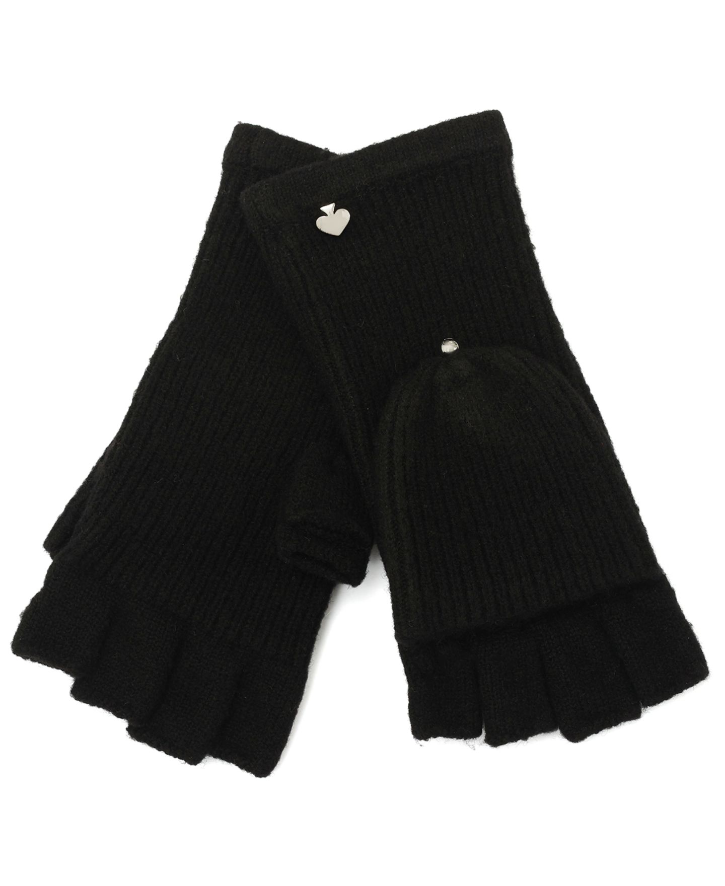 Женские перчатки Kate Spade New York Knit Pop Top Mittens, цвет: Чёрный — фото 1