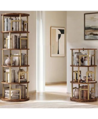 5-Tier Rotating Bookshelf Tower - Spinning Corner Shelf, 360degree(s) Rotation, Space-Saving Storage for Living Room and Office