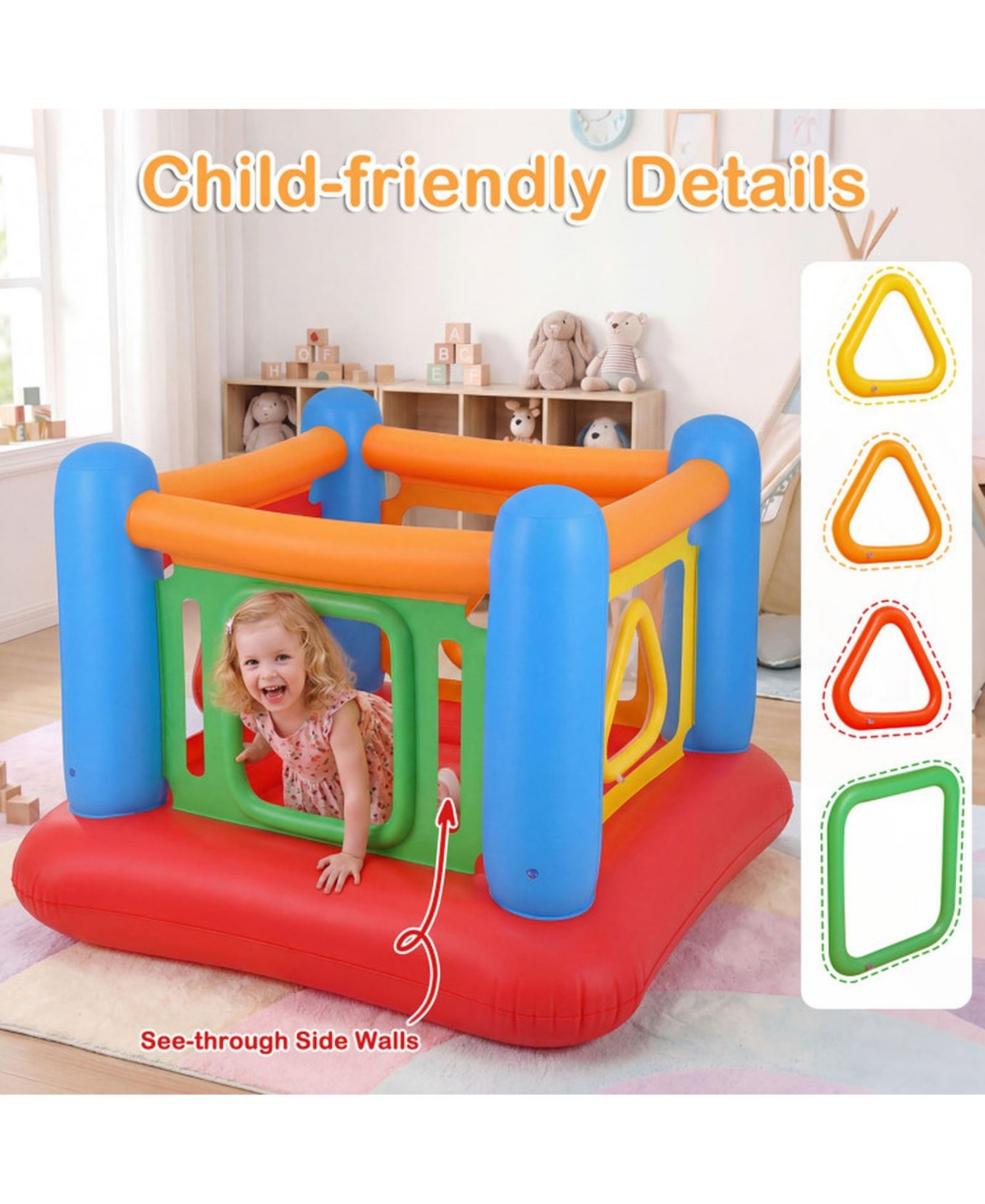 Hongge 3-in-1 Blow Up Jumping House with Transparent Side Walls