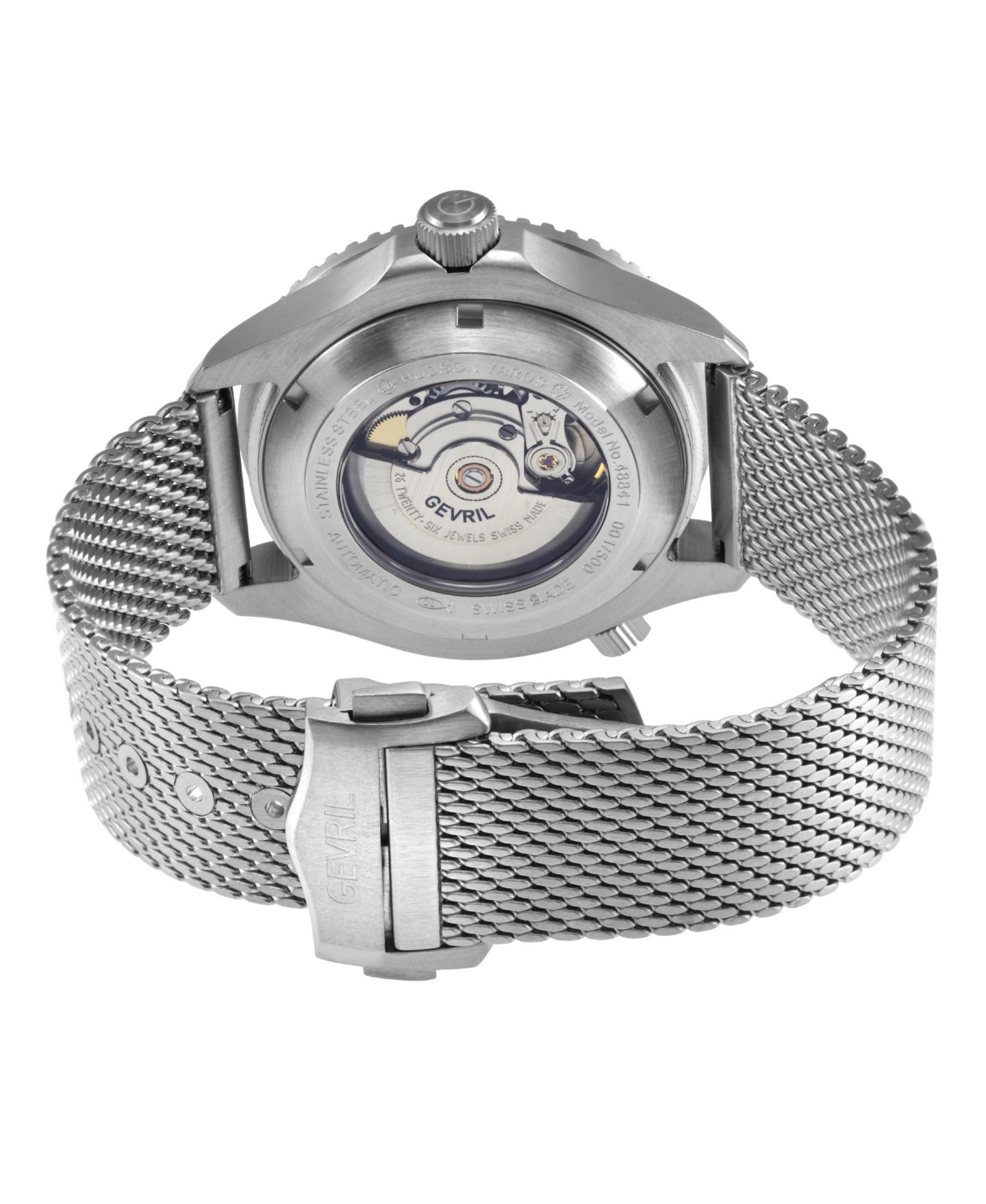 Мужские часы Gevril Swiss Made Hudson Yards Swiss Automatic Silver Stainless Steel Mesh Band Watch — фото 3