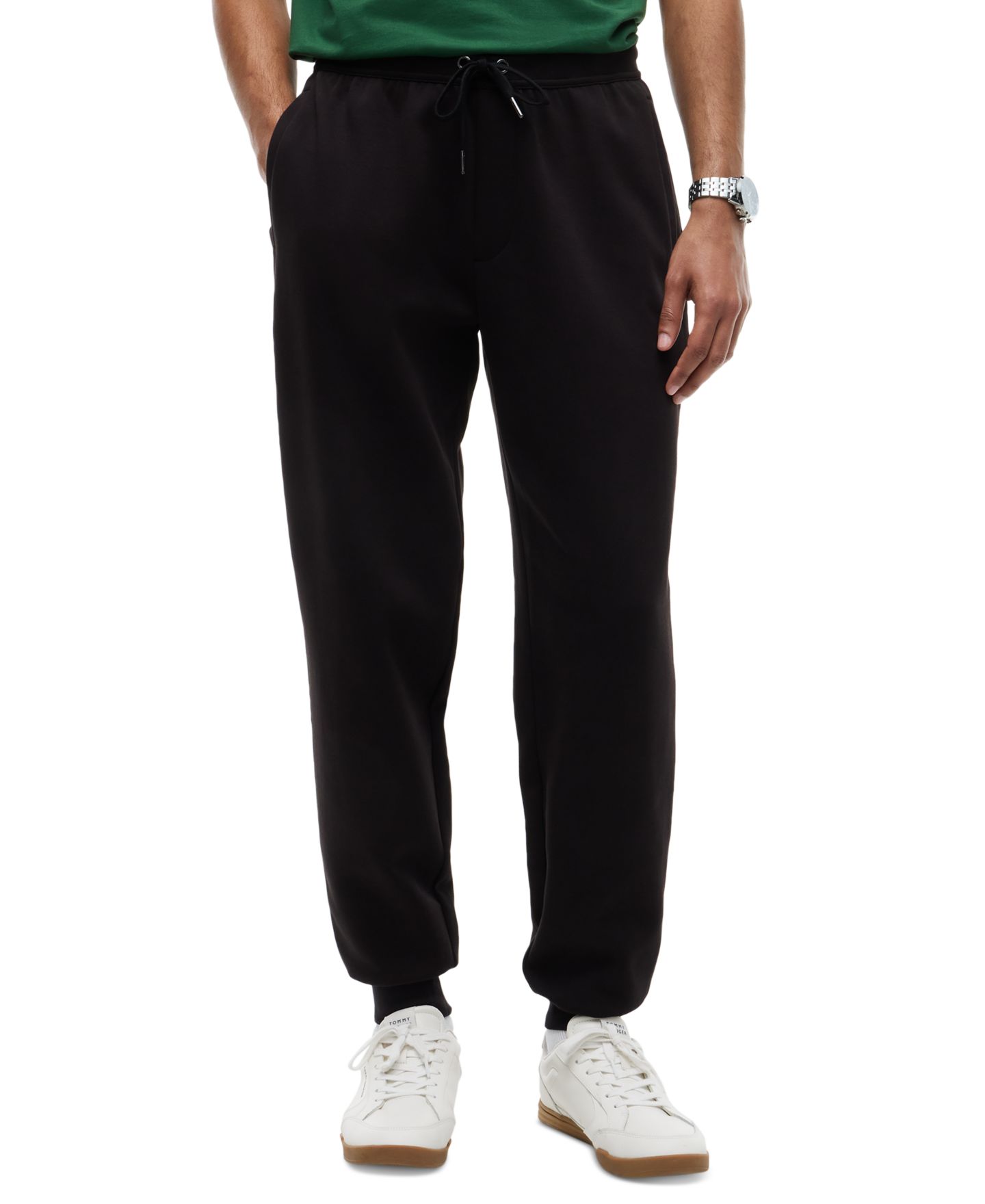 Мужские брюки Tommy Hilfiger Essential Intechno Regular-Fit Sweatpants, цвет: Чёрный — фото 1