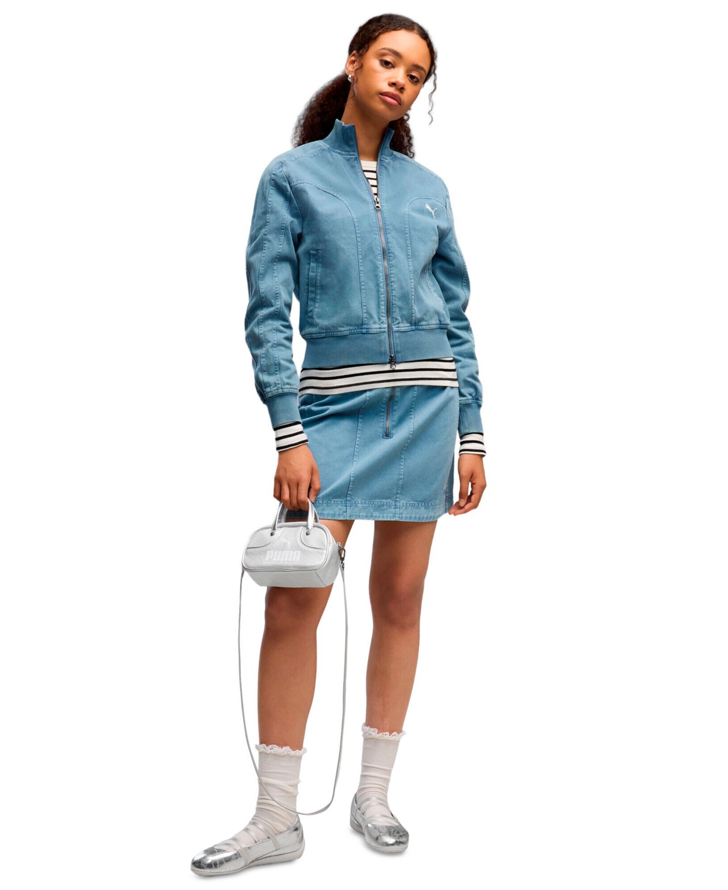 Женские юбки Future.Puma.Archive Mini A-Line Washed-Twill, цвет: Холодный синий — фото 2