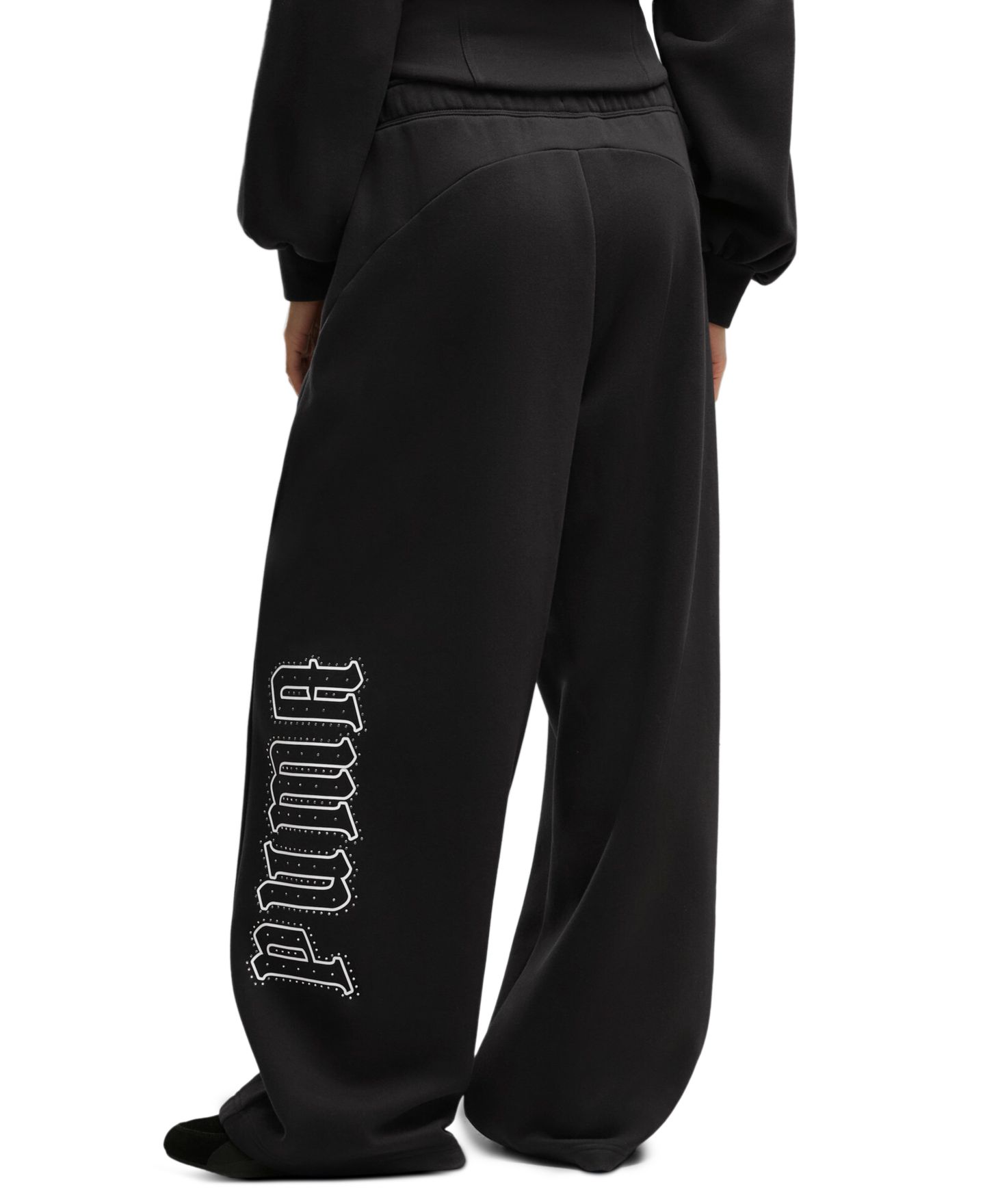 Женские брюки Puma Street Glam Wide-Leg Slouchy Fleece, цвет: Чёрный — фото 3