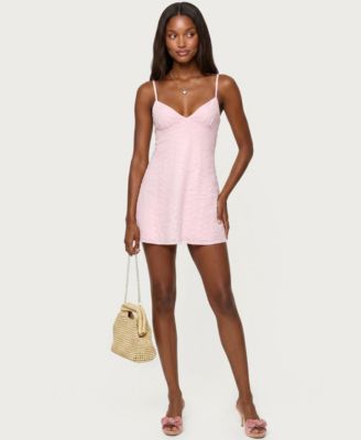 short casual pink dress Women's Mini Dresses Pink floral Size:28W x 30L model: Amanda Kraft Deluxe Salad Dressing 96 cm (31.5