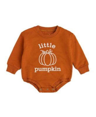 Baby Boys Pumpkin Long Sleeve Romper