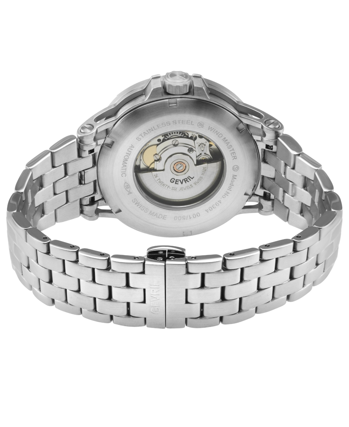 Gevril Men's Swiss Made Wind master Swiss Automatic Silver Stainless Steel Bracelet Watch