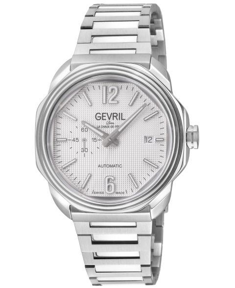 Мужские часы Gevril Swiss Made Roosevelt Swiss Automatic Silver Stainless Steel Bracelet Watch