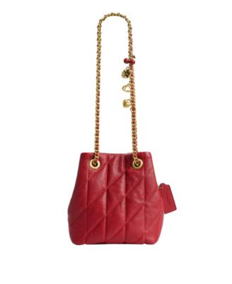 Jade Small Quilted Leather Charm Drawstring Bag