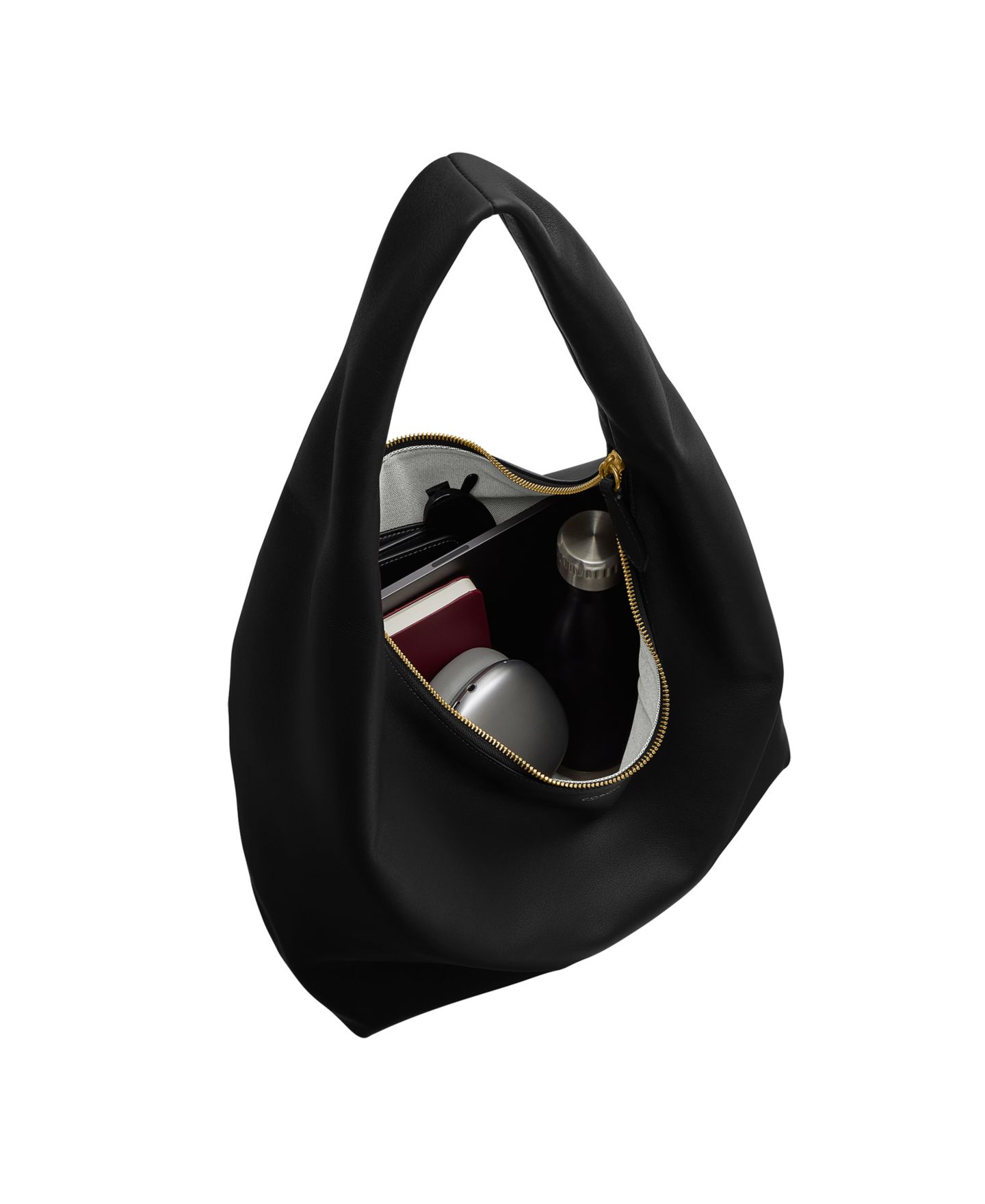 Женские сумки COACH Pillow Brooklyn Large Leather Hobo 34, цвет: Латунный / Чёрный — фото 9