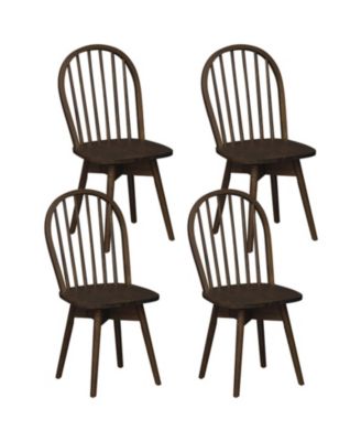 Swivel Windsor Dining Chairs Set of 4 with Rubber Wood Frame