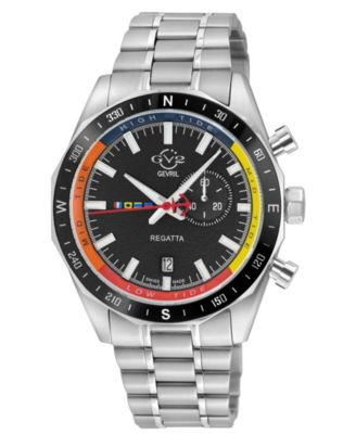 Men's Swiss Made Regatta Swiss Quartz Silver Stainless Steel Bracelet Watch