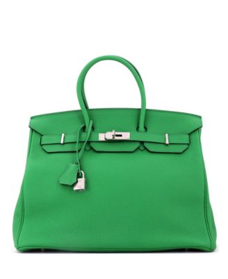 Birkin 35 Handbag Green Togo with Palladium Hardware