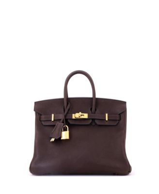 Birkin 25 Handbag Brown Barenia Faubourg with Gold Hardware