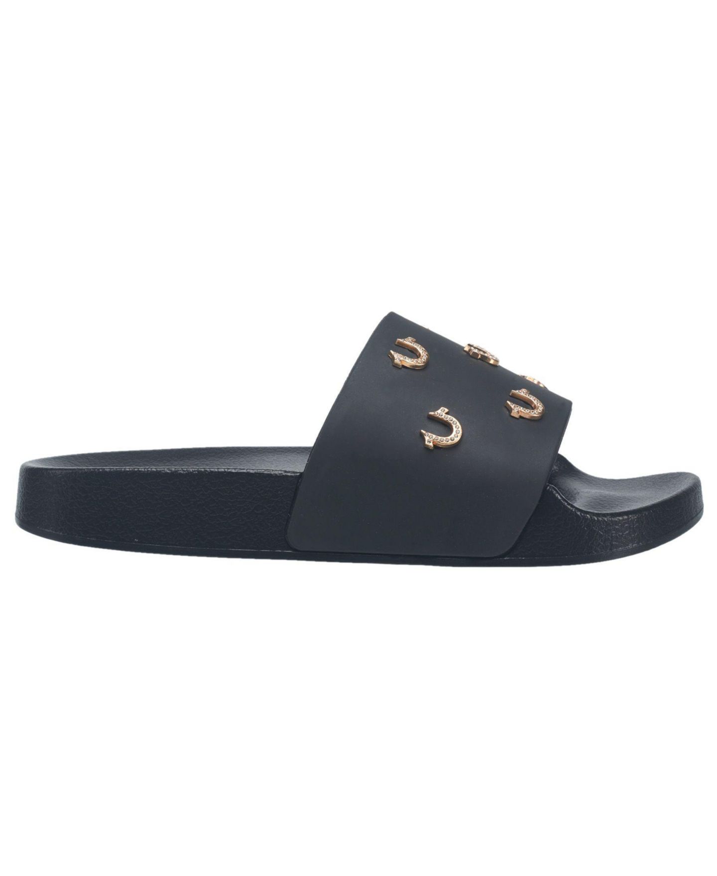 Сандалии True Religion Kash Bling Horseshoe Logo Slide для девочек, цвет: Чёрный — фото 2
