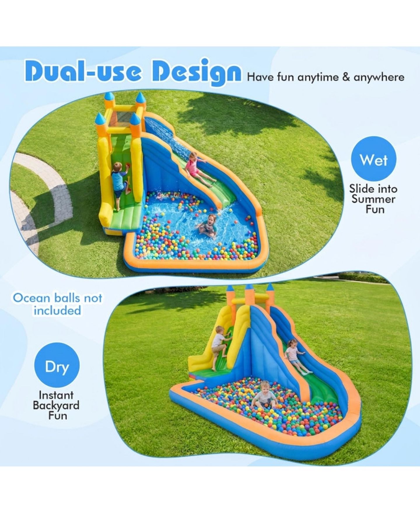 Детская игрушка SUGIFT 3-in-1 Inflatable Water Slide with Climbing Wall, 157.5"L x 121.5"W x 96.5"H, Ages 3-10, цвет: Open Miscellaneous — фото 8
