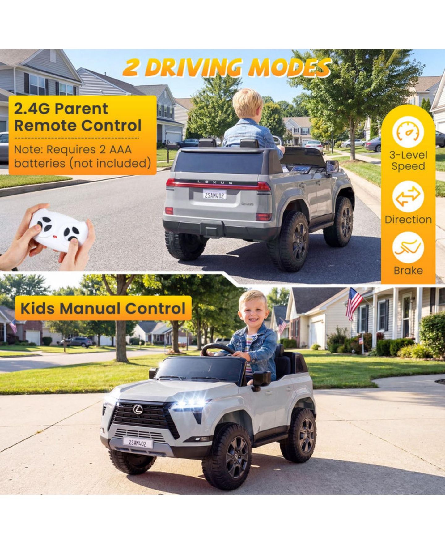 Детская игрушка SUGIFT 24V 4WD Electric Ride-On Car with Remote Control, 44.5"L x 27.5"W x 23.5"H, One Rider, Ages 3+, цвет: Серый — фото 7