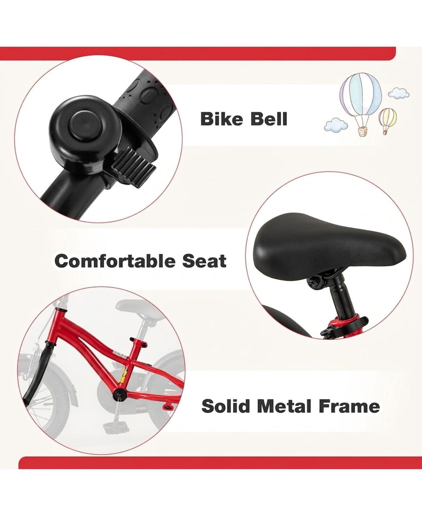 Детская игрушка SUGIFT 12" Adjustable Kids' Bike with Training Wheels, Ages 3-4, цвет: Красный — фото 6