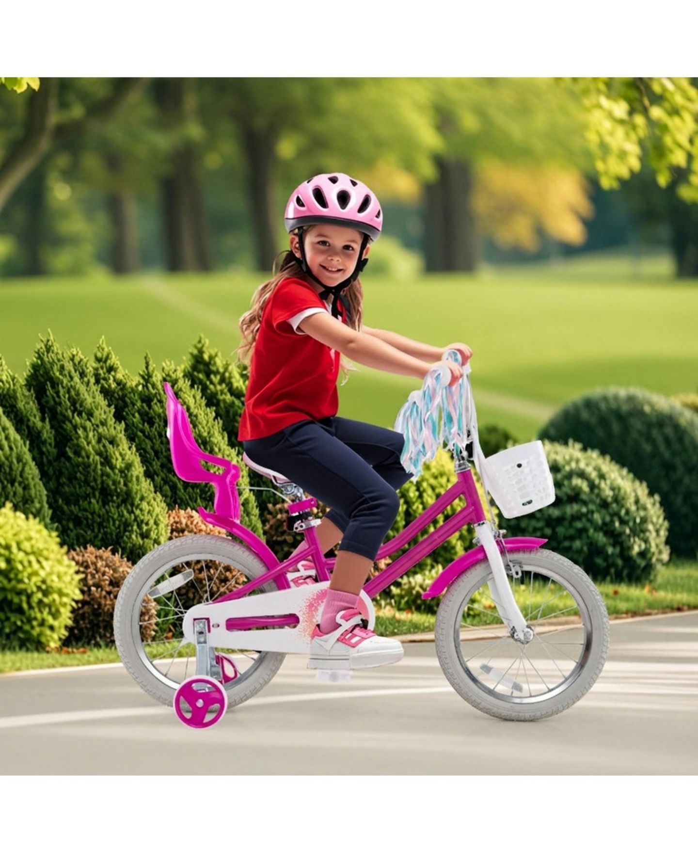 Детская игрушка SUGIFT Kids 16" Bike with Training Wheels and Dual Brake System, Ages 3-7, цвет: Тёмный розовый — фото 10