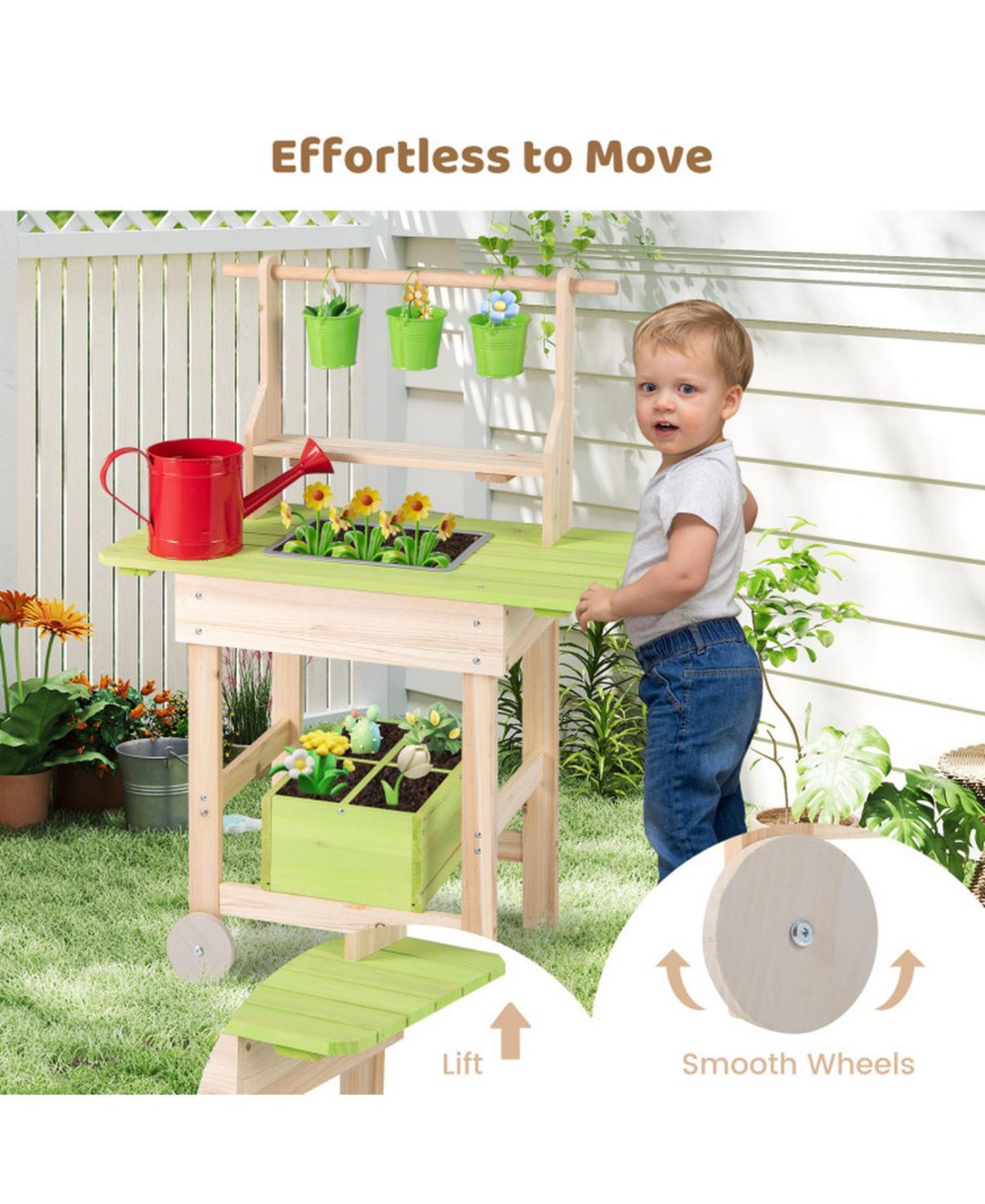 Детский игровой набор SUGIFT Wooden Garden Mud Kitchen 7-Piece Playset, Ages 3+, цвет: Натуральный — фото 8