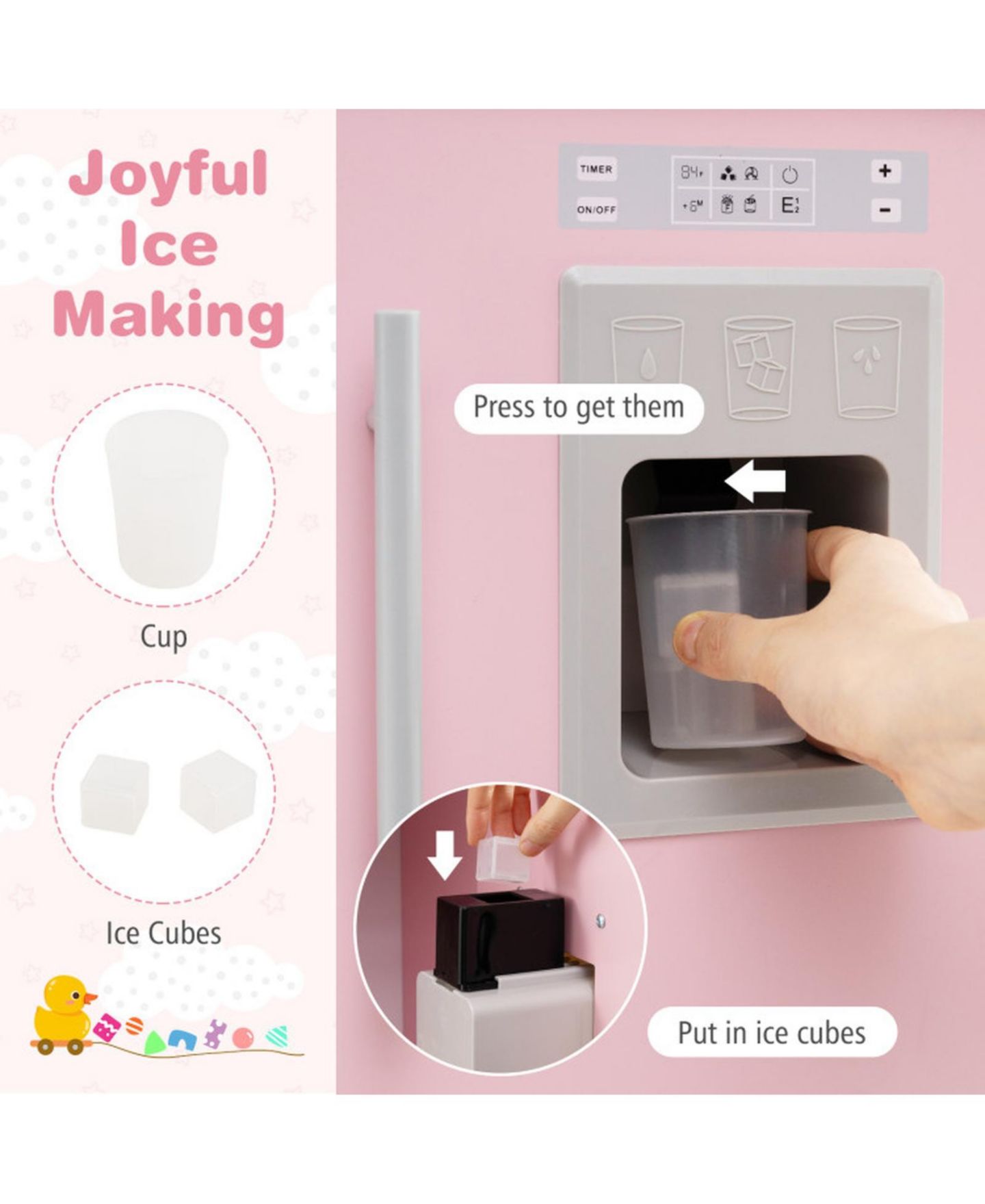 Детская игрушка SUGIFT Adjustable-Height Wooden Play Kitchen, Ages 3+, цвет: Розовый — фото 6