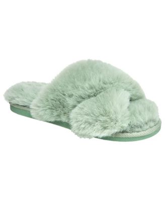Women's X-Band Faux Fur Slipper - Khaki M