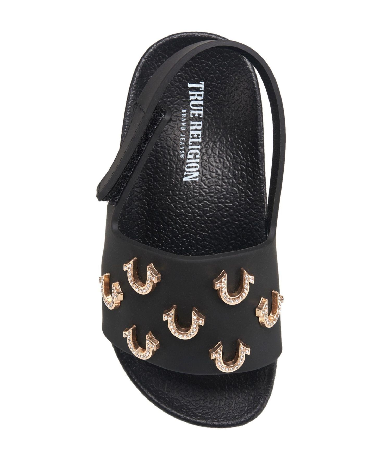 Сандалии True Religion Kash Bling Horseshoe Logo Slide для девочек, цвет: Чёрный — фото 5