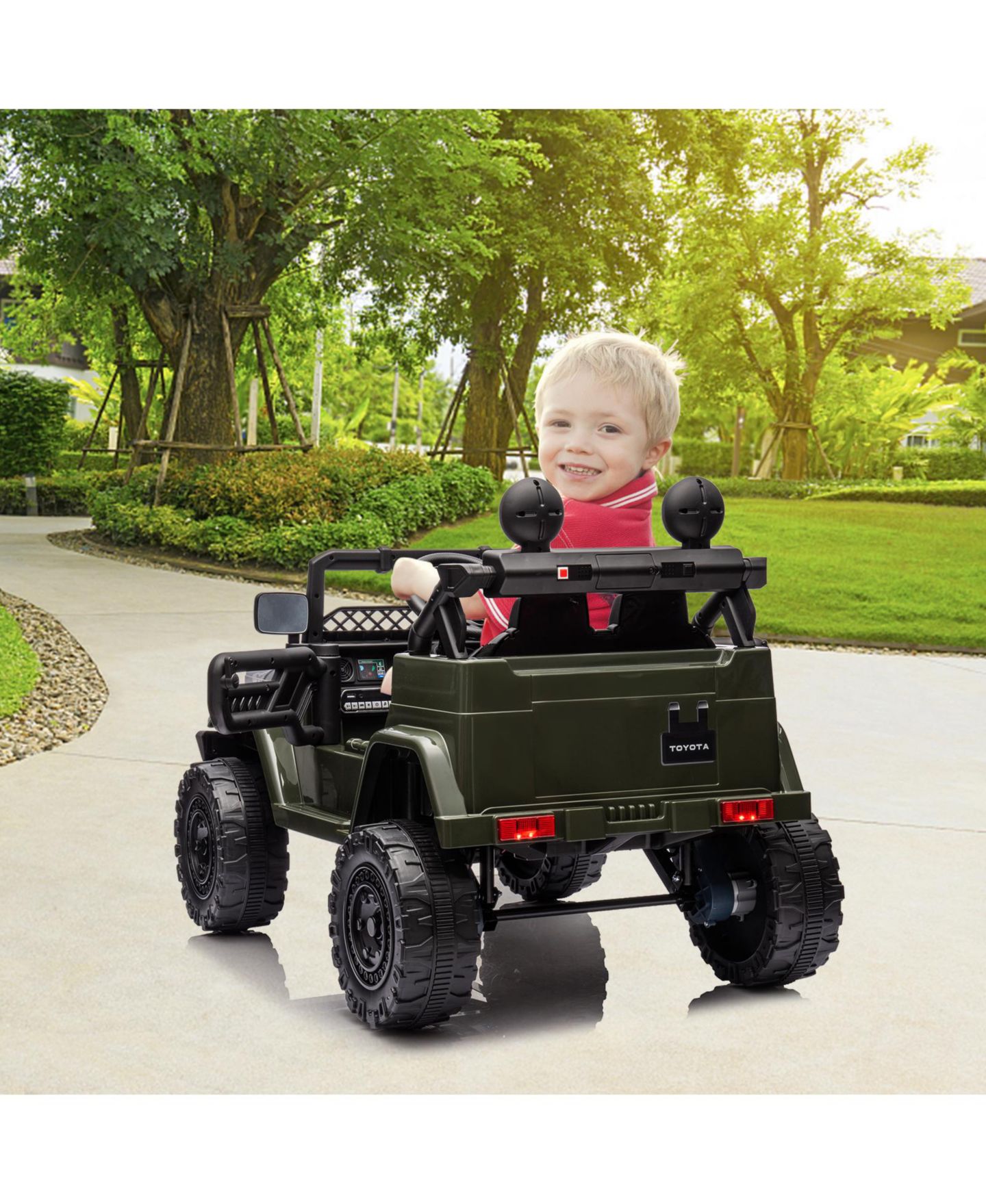 Детская игрушка homfan Licensed Toyota Electric Ride On Truck with Remote Control and LED Lights, Up to 66 lbs, Ages 3+, цвет: Зелёный — фото 6