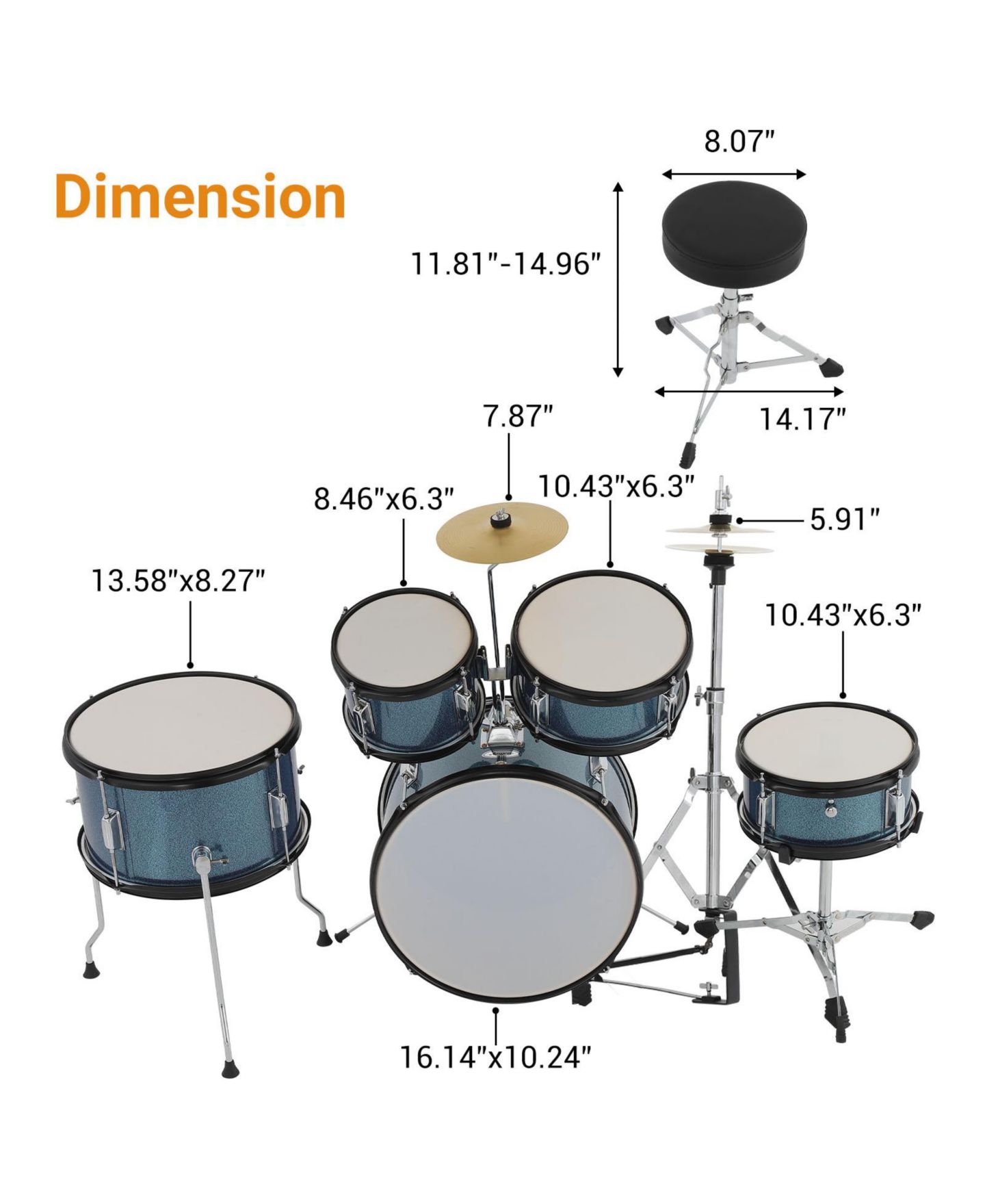 Детские игрушки homfan Kids Junior 5-Piece Hardwood Drum Kit, от 3 лет, цвет: Синий — фото 5
