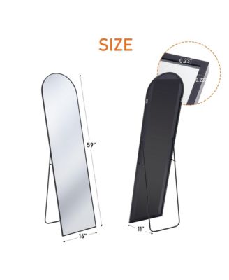 59 x 16 Inch Full Length Floor Mirror with Stand Aluminum Alloy Frame Wall Mounted for Bedroom Bathroom