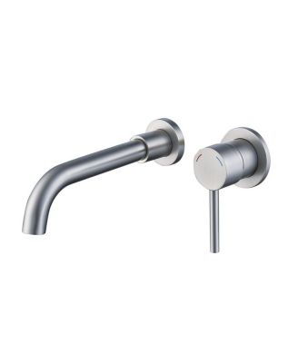 Brushed Nickel Wall Mount Bathroom Faucet Single Handle 2 Hole with Brass Rough in Valve for Sink or Bathtub