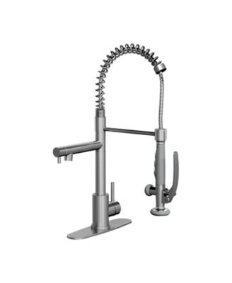 Commercial Single Handle Kitchen Sink Faucet Brushed Nickel Pull Down Sprayer Design