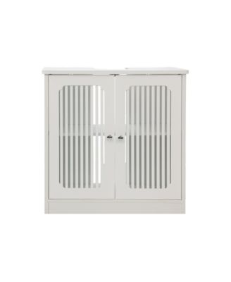 Floor Standing Bathroom Vanity Cabinet with Louvered Double Doors No Basin Included Storage Unit