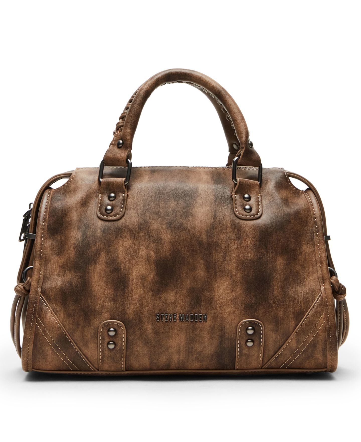 Женская сумка Steve Madden Riggs Small Top Handle Satchel Handbag, цвет: Коричневый — фото 2