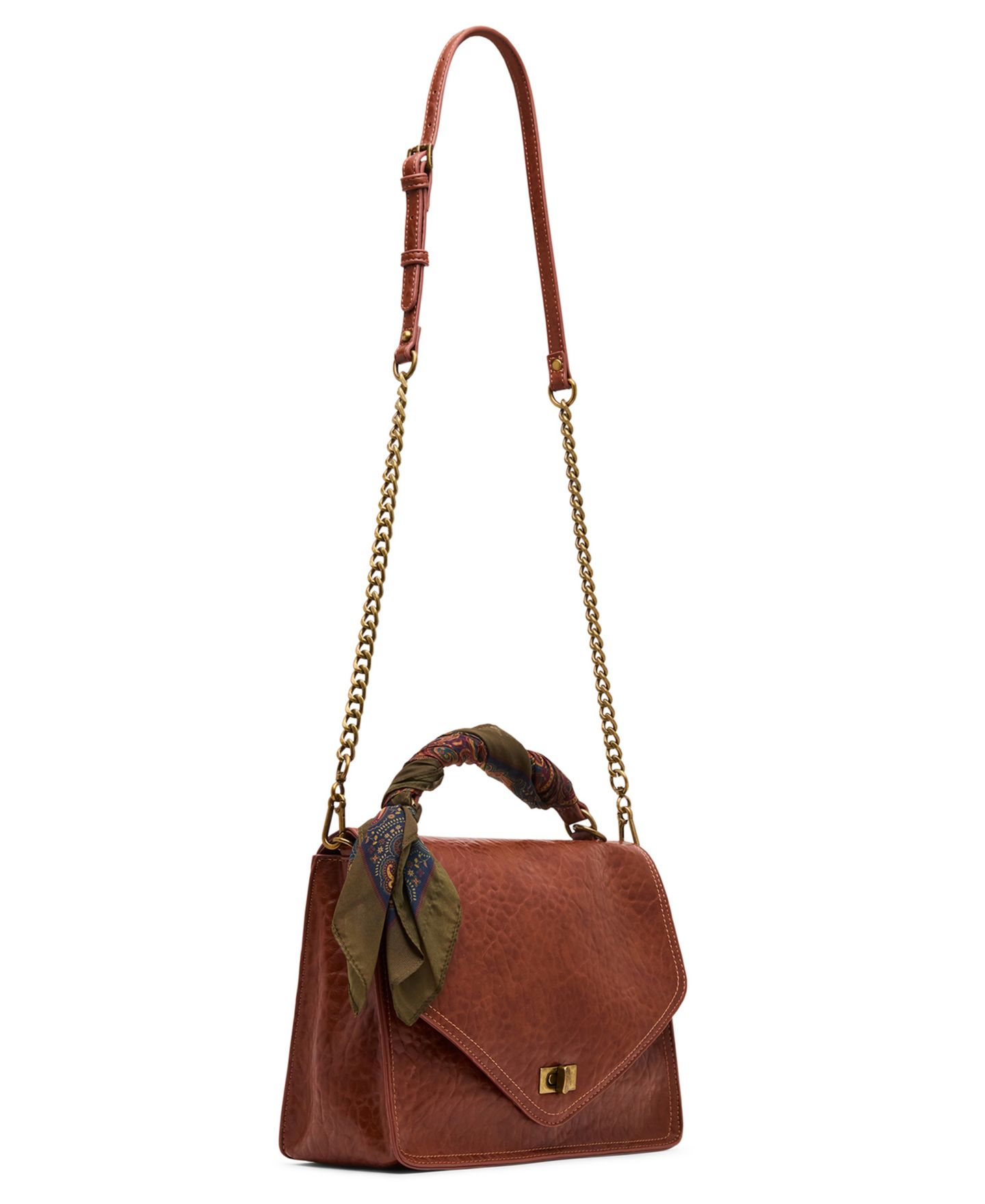 Женская сумка Steve Madden Theia Flap Small Satchel Handbag, цвет: Коньячный — фото 5