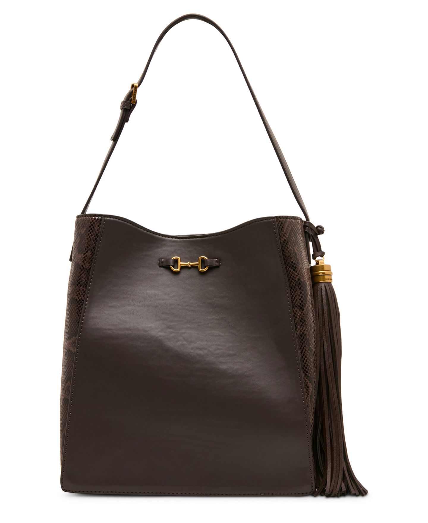 Женская сумка Anne Klein Horsebit Tassel Hobo Handbag, цвет: Коричневый — фото 5