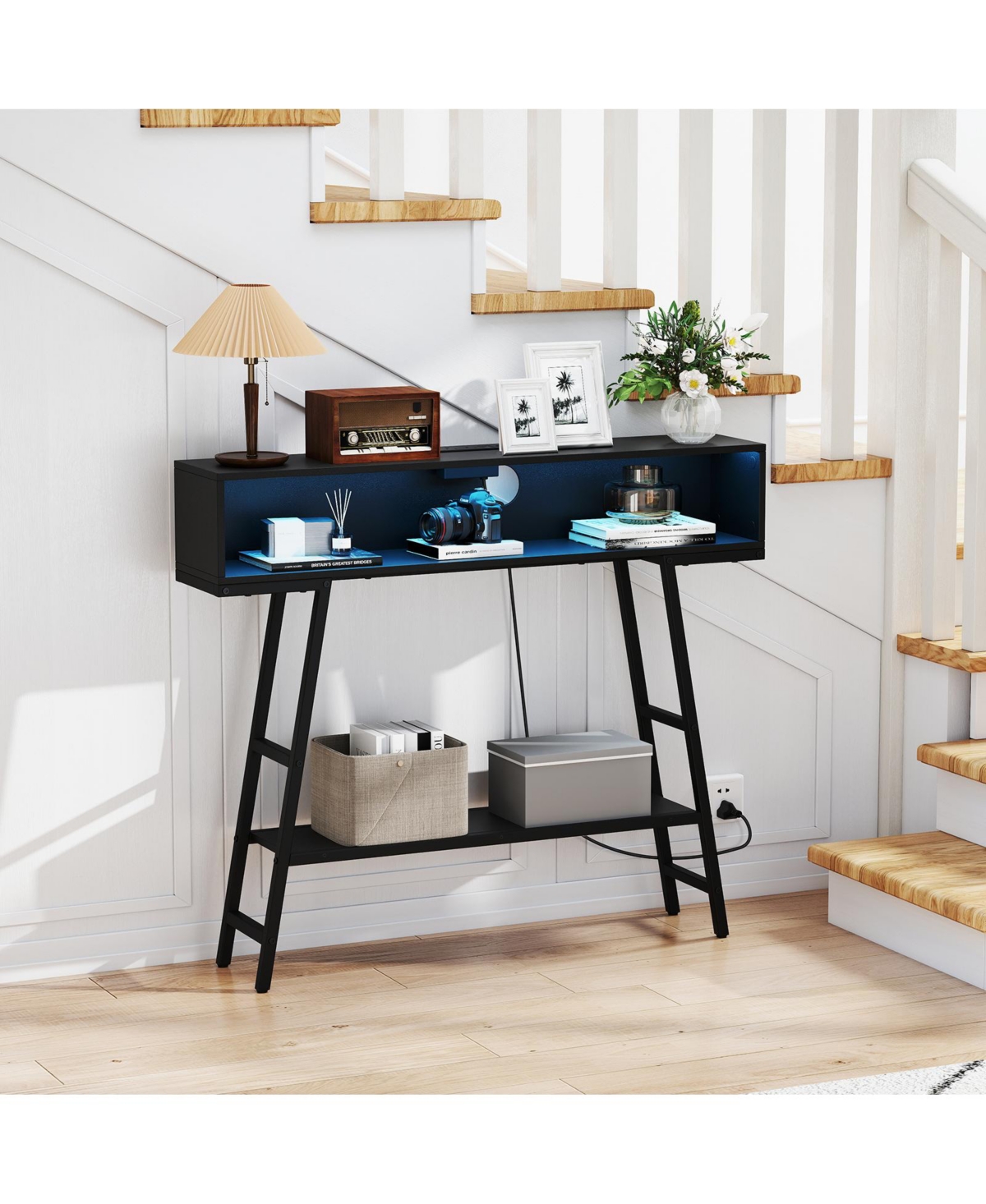 Slickblue Modern 40-Inch Console Table with Led Lighting and Usb Ports