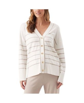 Maternity Ellis Stripe Knit Button Up Relaxed-Fit Long-Sleeve Cardigan