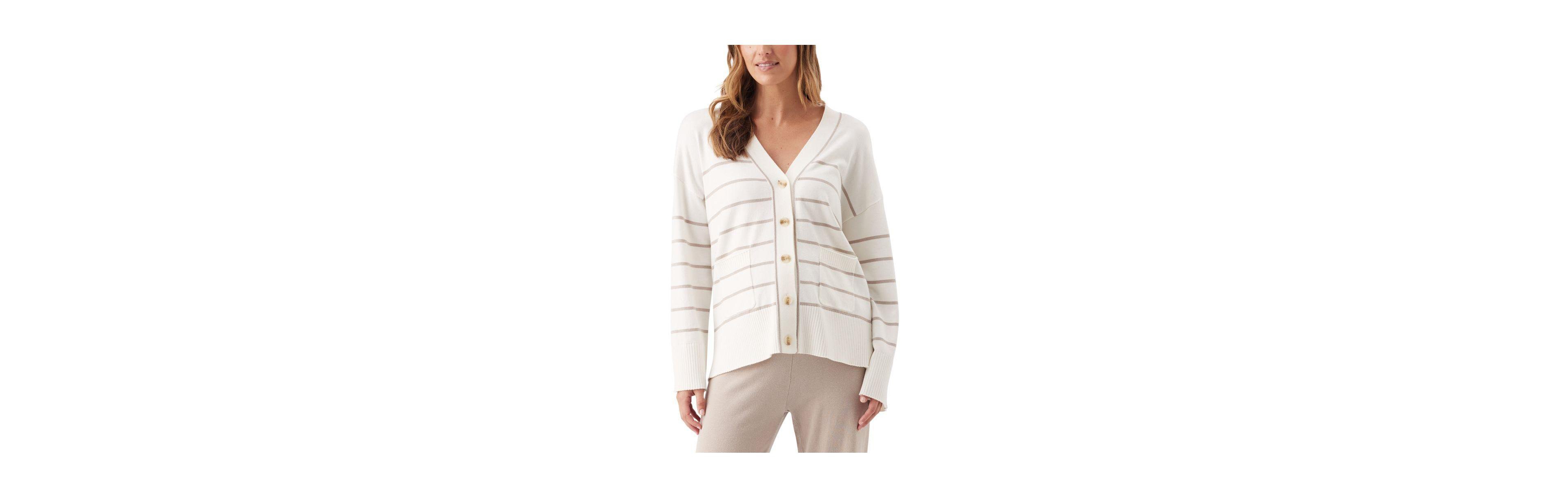 Ripe Maternity Ellis Stripe Knit Button Up Relaxed-Fit Long-Sleeve Cardigan