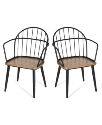 2-Piece Dining Chairs,  PU Leather Upholstered Seat and Back, Industrial Metal Leg Kitchen Chairs