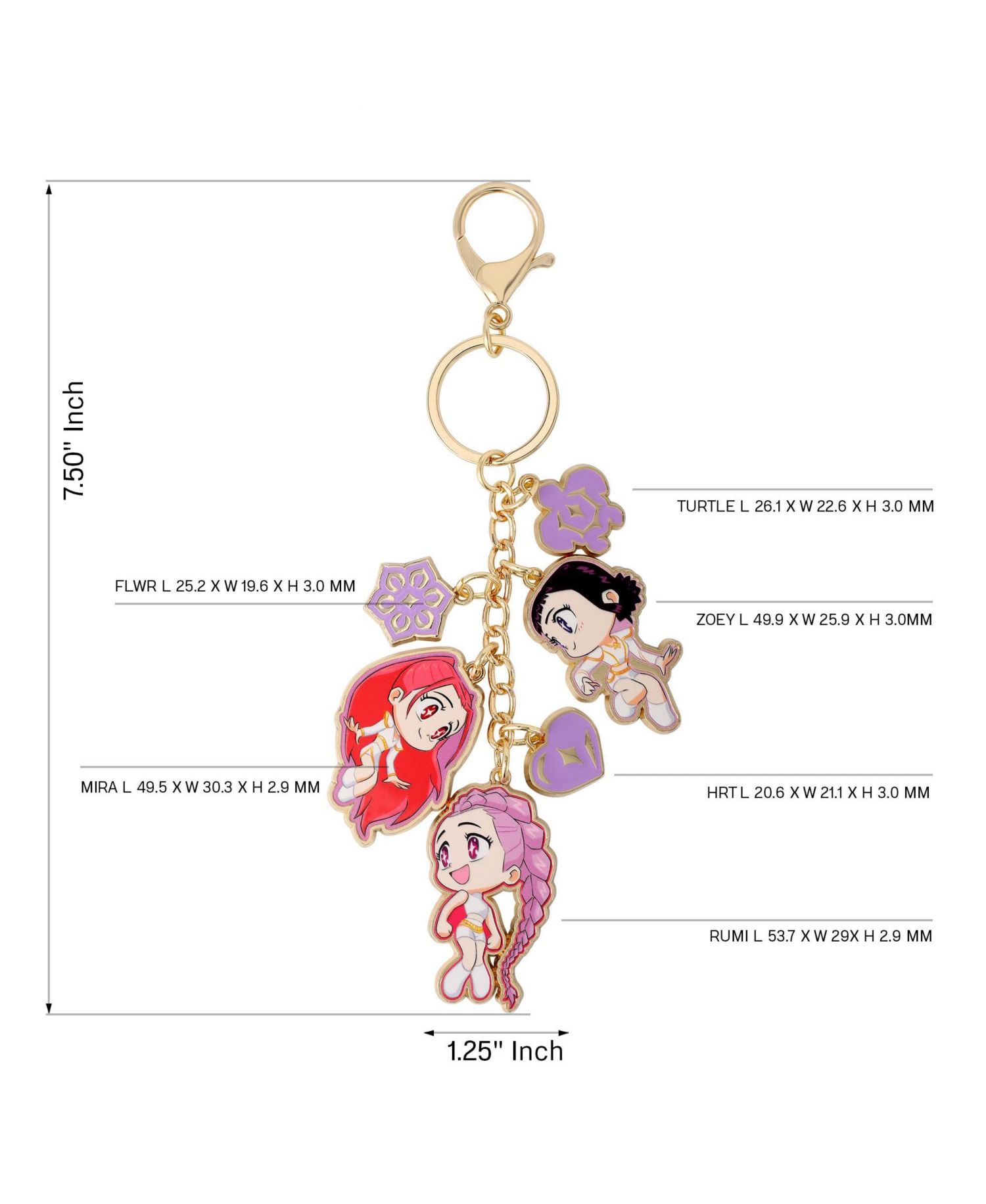 Bag Charm Keychain With Chibi Mira, Zoey, and Rumi Charm