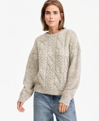Women's Cable Crewneck Long-Sleeve Sweater