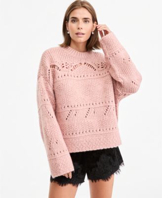 Women's Pointelle Crew-Neck Loose Sweater