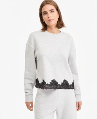 Women's Crewneck Lace-Trim Lounge Top