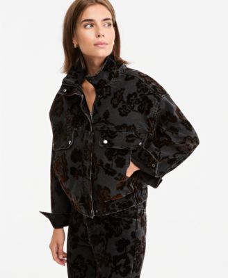 Women's Flocked Relaxed-Fit Bomber Jacket