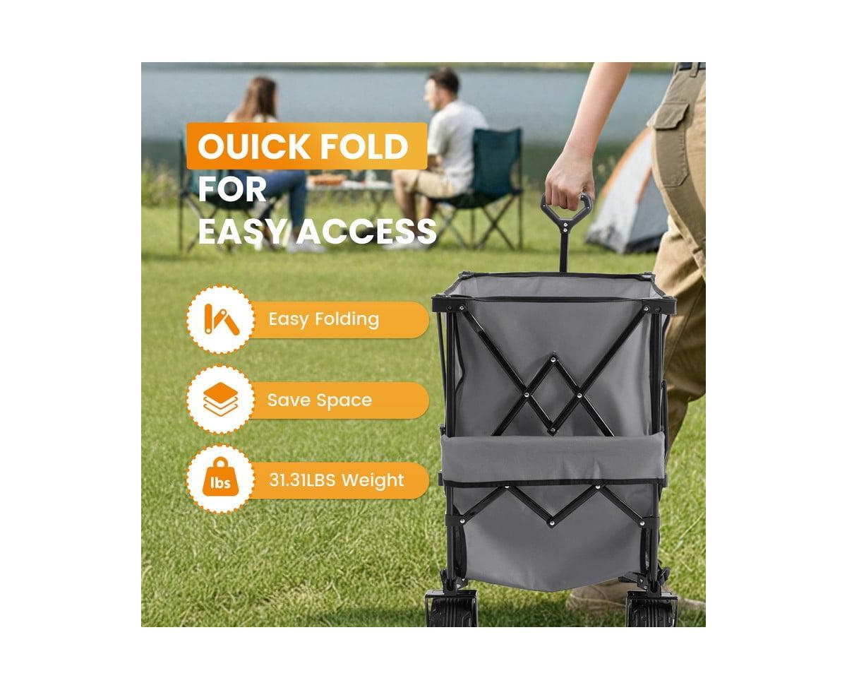 Mountaintop Collapsible Folding Wagon,Large Capacity Garden and Beach Cart with Multi-Terrain Brake Wheels, Outdoor Camping and Shopping
