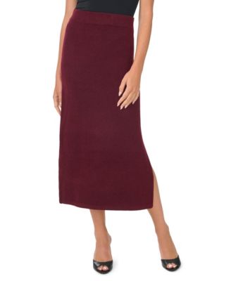 Women's Side Slit Pencil Midi Sweater Skirt