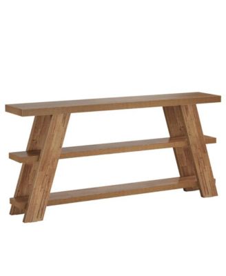Entryway Console Table with 3-Tier Storage Shelves for Farmhouse Decor