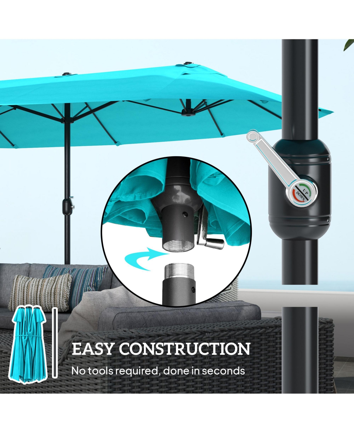 Outsunny Extra Large 15feet Patio Umbrella
